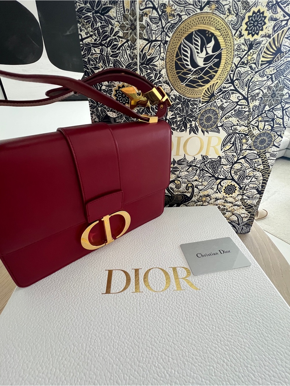 Christian Dior 30 Montaigne Box Bag Red Calfskin
